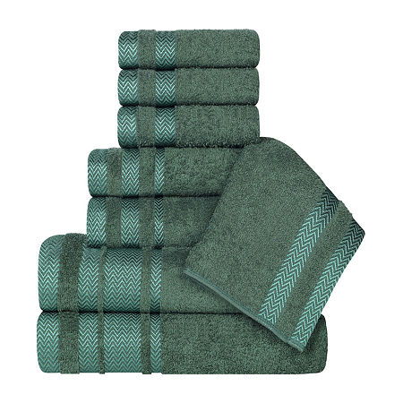 Superior Hays Collection | 100% Cotton 8-pc. Quick Dry Solid Bath Towel Set In Green