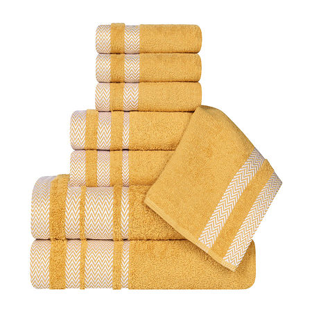 Superior Hays Collection | 100% Cotton 8-pc. Quick Dry Solid Bath Towel Set In Yellow