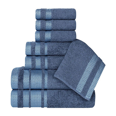 Superior Hays Collection | 100% Cotton 8-pc. Quick Dry Solid Bath Towel Set In Blue
