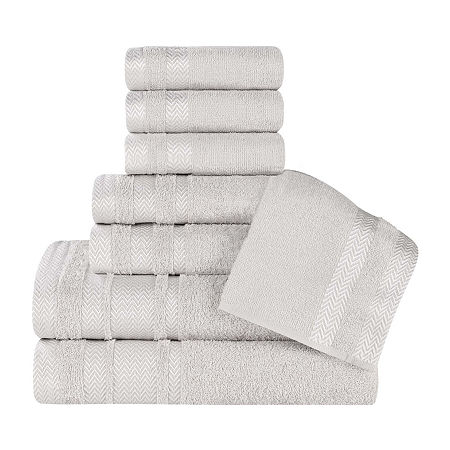 Superior Hays Collection | 100% Cotton 8-pc. Quick Dry Solid Bath Towel Set In Silver