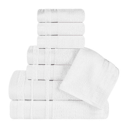 Superior Hays Collection | 100% Cotton 8-pc. Quick Dry Solid Bath Towel Set In White