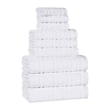 Superior Mika Collection | 80% Cotton 20% Viscose 9-pc. Quick Dry Solid Bath Towel Set In White