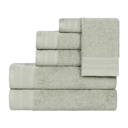 Superior Honeycomb Collection | 100% Combed Cotton 6-pc. Quick Dry Solid Bath Towel Set In Green