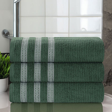 Superior Brea Collection | 100% Cotton 3-pc. Quick Dry Geometric Bath Towel In Green