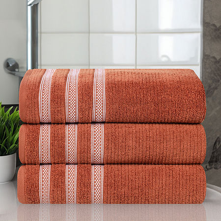 Superior Brea Collection | 100% Cotton 3-pc. Quick Dry Geometric Bath Towel In Orange