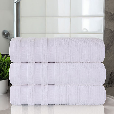 Superior Brea Collection | 100% Cotton 3-pc. Quick Dry Geometric Bath Towel In White