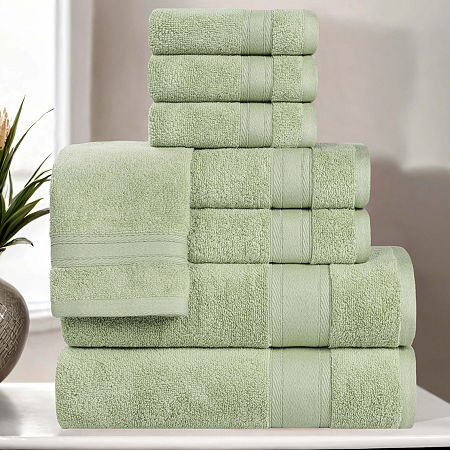 Superior Belmont Collection | 100% Cotton 8-pc. Quick Dry Solid Bath Towel Set In Green