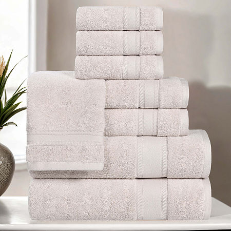 Superior Belmont Collection | 100% Cotton 8-pc. Quick Dry Solid Bath Towel Set In Silver