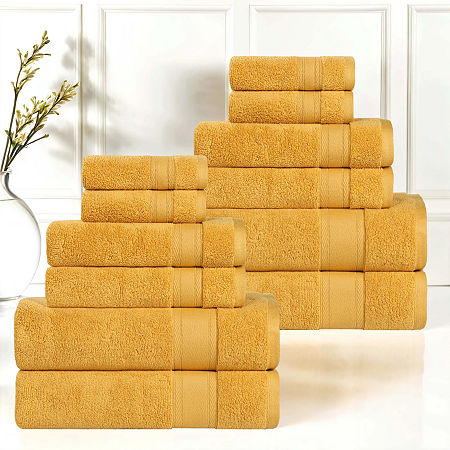 Superior Belmont Collection | 100% Cotton 12-pc. Quick Dry Solid Bath Towel Set In Yellow