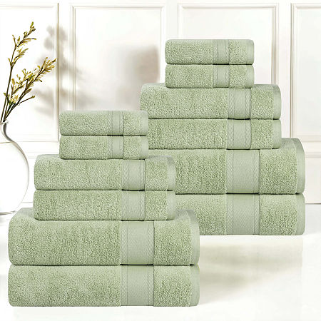 Superior Belmont Collection | 100% Cotton 12-pc. Quick Dry Solid Bath Towel Set In Green