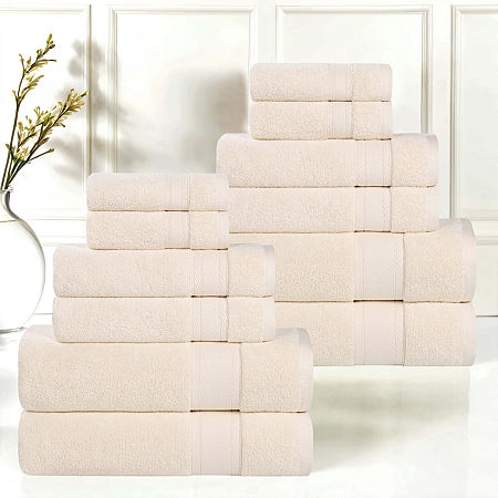 Superior Belmont Collection | 100% Cotton 12-pc. Quick Dry Solid Bath Towel Set In Sand