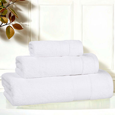 Superior Belmont Collection | 100% Cotton 3-pc. Quick Dry Solid Bath Towel Set In White