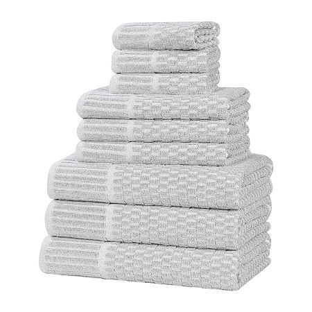 Superior Juno Collection | 80% Cotton 20% Viscose 9-pc. Quick Dry Solid Bath Towel Set In Silver