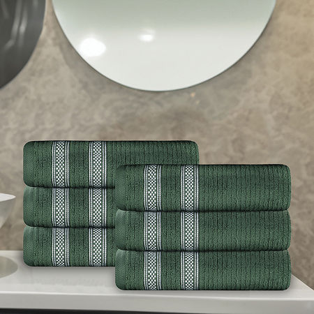 Superior Brea Collection | 100% Cotton 6-pc. Solid Hand Towel In Green