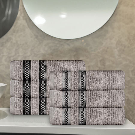 Superior Brea Collection | 100% Cotton 6-pc. Solid Hand Towel In Gray