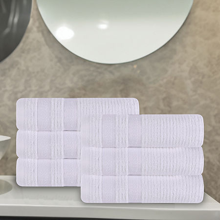 Superior Brea Collection | 100% Cotton 6-pc. Solid Hand Towel In White