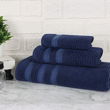 Superior Brea Collection | 100% Cotton 3-pc. Quick Dry Solid Bath Towel Set In Blue