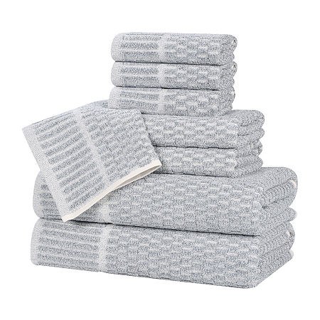 Superior Juno Collection | 80% Cotton 20% Viscose 8-pc. Quick Dry Solid Bath Towel Set In Blue