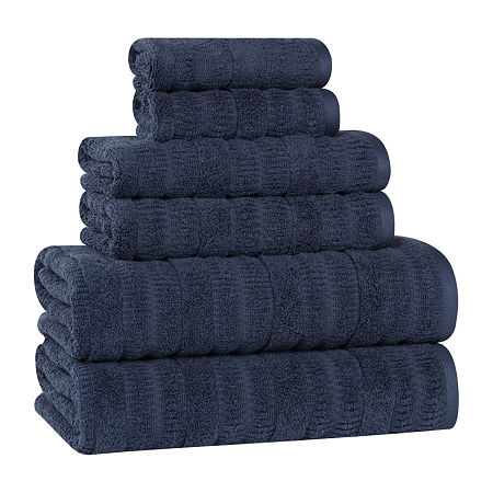 Superior Mika Collection | 80% Cotton 20% Viscose 6-pc. Quick Dry Solid Bath Towel Set In Blue