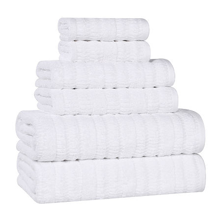 Superior Mika Collection | 80% Cotton 20% Viscose 6-pc. Quick Dry Solid Bath Towel Set In White