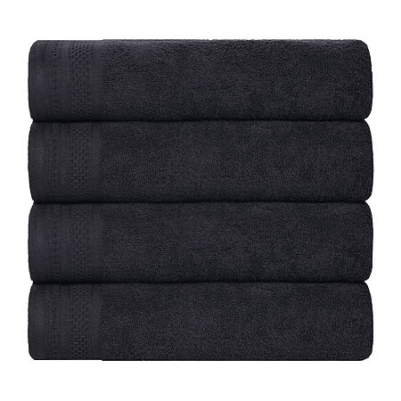 Superior Honeycomb Collection | 100% Combed Cotton 4-pc. Quick Dry Bath Towel In Black