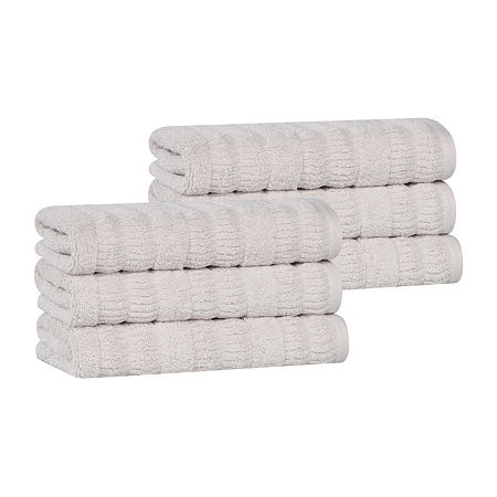 Superior Mika Collection | 80% Cotton 20% Viscose 6-pc. Solid Hand Towel In Silver