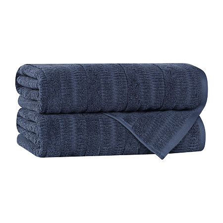 Superior Mika Collection | 80% Cotton 20% Viscose 2-pc. Quick Dry Bath Towel In Blue