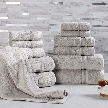 Superior Heritage Collection | 100% Egyptian Cotton 12-pc. Quick Dry Solid Bath Towel Set In Silver