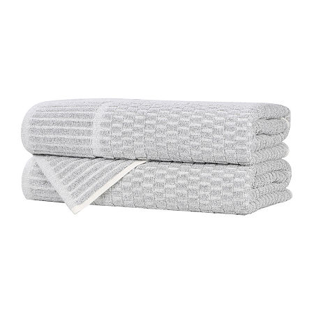 Superior Juno Collection | 80% Cotton 20% Viscose 2-pc. Quick Dry Checked Bath Towel In Silver
