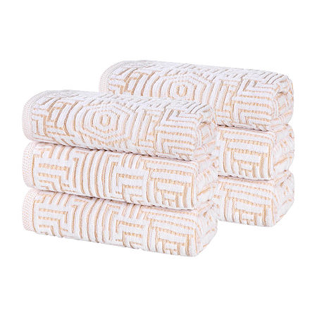 Superior Jasper Collection | 100% Cotton 6-pc. Geometric Hand Towel In Yellow