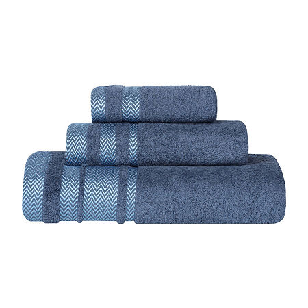 Superior Hays Collection | 100% Cotton 3-pc. Quick Dry Solid Bath Towel Set In Blue