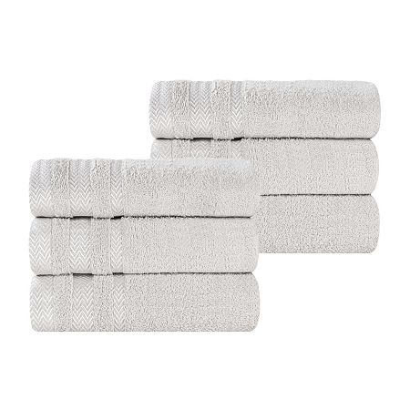 Superior Hays Collection | 100% Cotton 6-pc. Solid Hand Towel In Silver