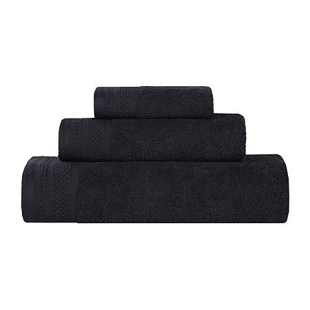 Superior Honeycomb Collection | 100% Combed Cotton 3-pc. Quick Dry Bath Towel Set In Black