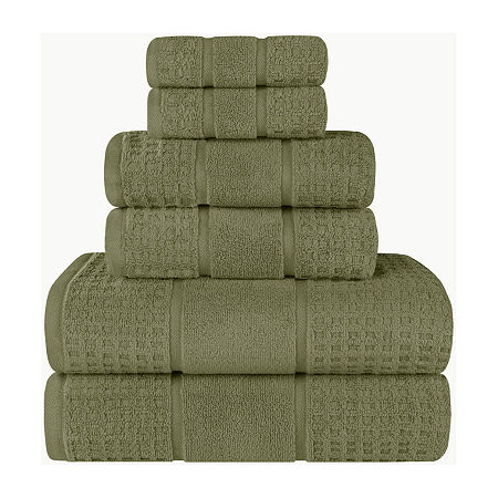 Superior Napa Collection | 100% Cotton 6-pc. Quick Dry Solid Bath Towel Set In Green
