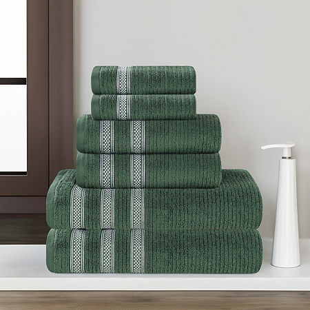 Superior Brea Collection | 100% Cotton 6-pc. Quick Dry Solid Bath Towel Set In Green