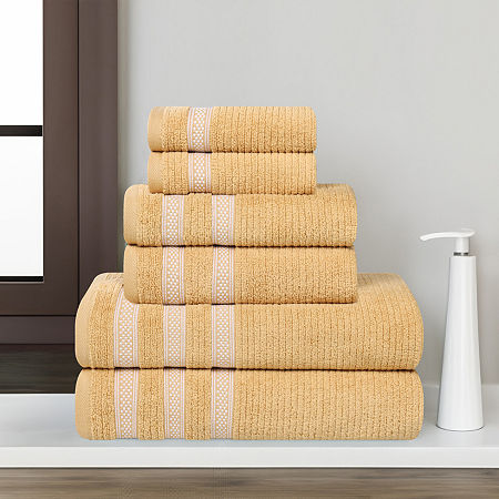 Superior Brea Collection | 100% Cotton 6-pc. Quick Dry Solid Bath Towel Set In Yellow