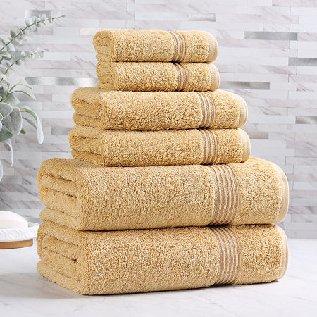 Superior Heritage Collection | 100% Egyptian Cotton 6-pc. Quick Dry Solid Bath Towel Set In Yellow