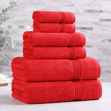 Superior Heritage Collection | 100% Egyptian Cotton 6-pc. Quick Dry Solid Bath Towel Set In Red