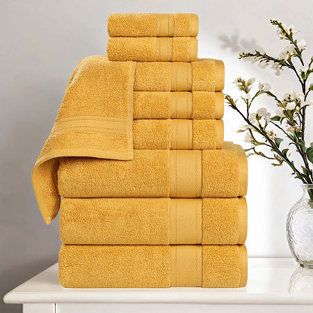 Superior Belmont Collection | 100% Cotton 9-pc. Quick Dry Solid Bath Towel Set In Yellow