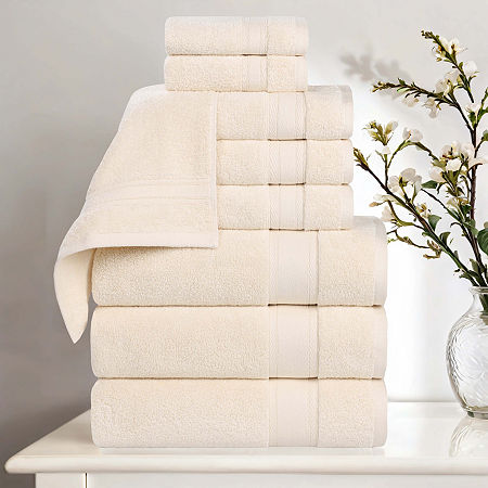Superior Belmont Collection | 100% Cotton 9-pc. Quick Dry Solid Bath Towel Set In Sand