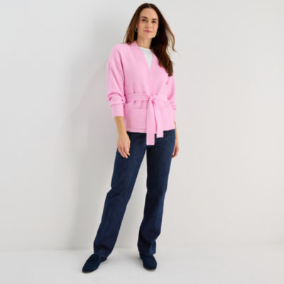 Liz Claiborne Womens Long Sleeve Open Front Cardigan