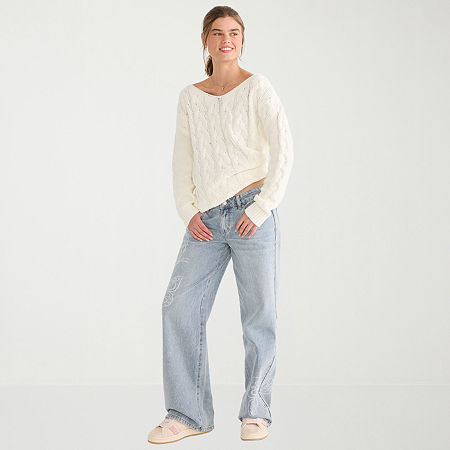 Aéropostale Womens Juniors Low Rise Baggy Fit Jean In Blue