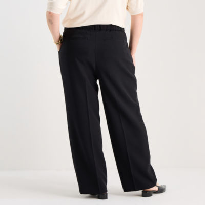 Liz Claiborne Womens Plus Wide Leg Trouser