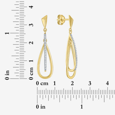 G-H / Si2-I1 Womens 1/10 CT. T.W. Lab Grown White Diamond 14K Gold Over Silver Drop Earrings