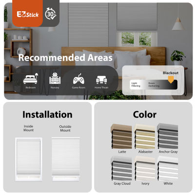 Eco Estates Ez Stick 1.5" Cut-To-Width Cordless 100% Blackout Cellular Shade