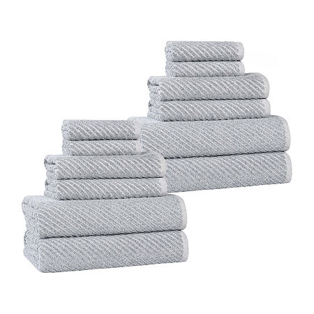 Superior Amlia Collection | 80% Cotton 20% Viscose 12-pc. Quick Dry Solid Bath Towel Set In Blue