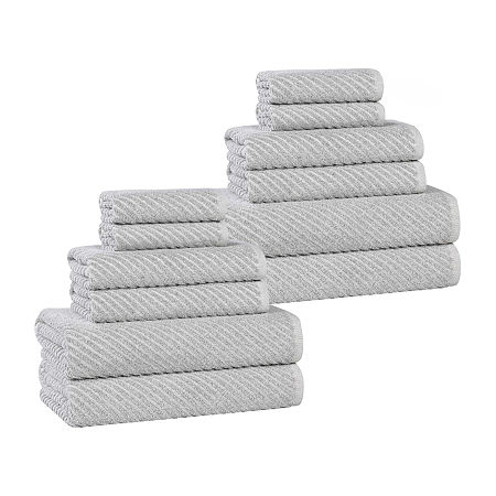 Superior Amlia Collection | 80% Cotton 20% Viscose 12-pc. Quick Dry Solid Bath Towel Set In Silver