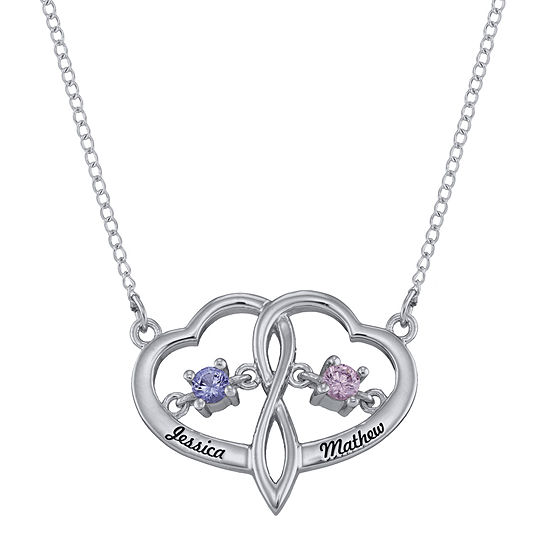 Personalized Dancing Birthstone Heart Pendant Necklace