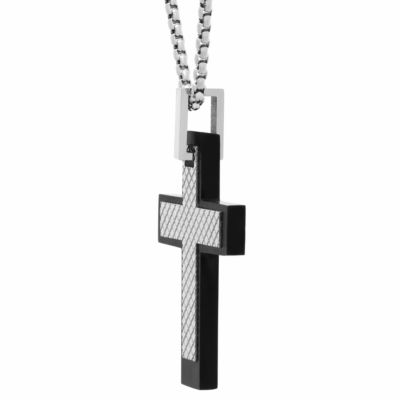 Mens Stainless Steel Cross 24 Inch Pendant Necklace