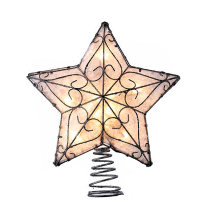 Kurt Adler 12" Metal Trimmed Capiz Star Lighted Treetopper